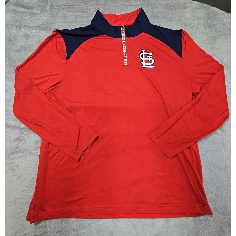 St Louis Cardinals Fanatics Quarter Zip Pullover Red/Navy Men's 2XL